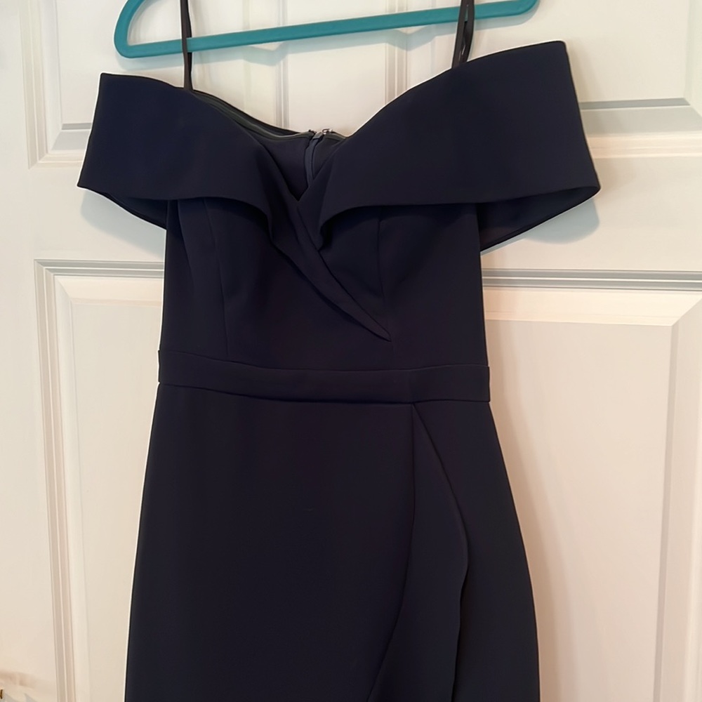 Off the Shoulder Midi Evening Dress
